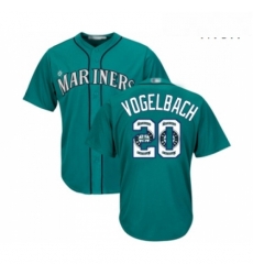 Mens Seattle Mariners 20 Dan Vogelbach Authentic Teal Green Team Logo Fashion Cool Base Baseball Jersey 