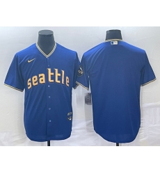 Men's Seattle Mariners Blank Blue 2023 City Connect Cool Base Stitched Jersey