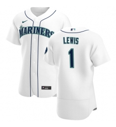 Seattle Mariners 1 Kyle Lewis Men Nike White Home 2020 Authentic Player MLB Jersey