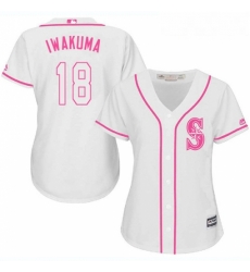 Womens Majestic Seattle Mariners 18 Hisashi Iwakuma Authentic White Fashion Cool Base MLB Jersey