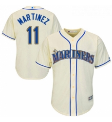 Youth Majestic Seattle Mariners 11 Edgar Martinez Replica Cream Alternate Cool Base MLB Jersey 