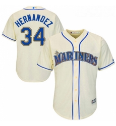 Youth Majestic Seattle Mariners 34 Felix Hernandez Authentic Cream Alternate Cool Base MLB Jersey