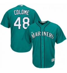 Youth Majestic Seattle Mariners 48 Alex Colome Replica Teal Green Alternate Cool Base MLB Jersey 