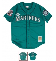 Youth Seattle Mariners Ken Griffey Jr #24 MItchell Ness Stitched Jersey