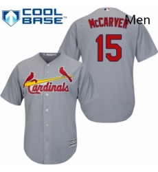 Mens Majestic St Louis Cardinals 15 Tim McCarver Replica Grey Road Cool Base MLB Jersey