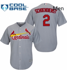 Mens Majestic St Louis Cardinals 2 Red Schoendienst Replica Grey Road Cool Base MLB Jersey