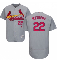 Mens Majestic St Louis Cardinals 22 Mike Matheny Grey Road Flex Base Authentic Collection MLB Jersey