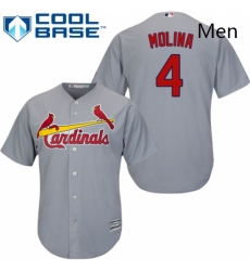 Mens Majestic St Louis Cardinals 4 Yadier Molina Replica Grey Road Cool Base MLB Jersey