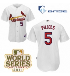 Mens Majestic St Louis Cardinals 5 Albert Pujols Replica White Cool Base 2011 World Series Patch MLB Jersey