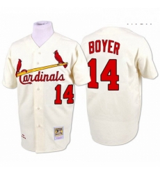 Mens Mitchell and Ness St Louis Cardinals 14 Ken Boyer Authentic Cream 1964 Throwback MLB Jersey