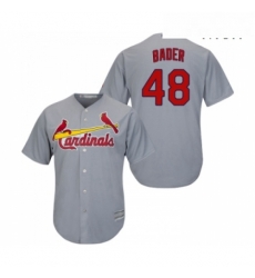 Mens St Louis Cardinals 48 Harrison Bader Replica Grey Road Cool Base Baseball Jersey 