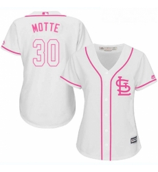 Womens Majestic St Louis Cardinals 30 Jason Motte Authentic White Fashion Cool Base MLB Jersey 