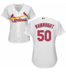 Womens Majestic St Louis Cardinals 50 Adam Wainwright Replica White Home Cool Base MLB Jersey