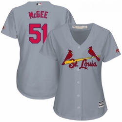 Womens Majestic St Louis Cardinals 51 Willie McGee Replica Grey Road Cool Base MLB Jersey