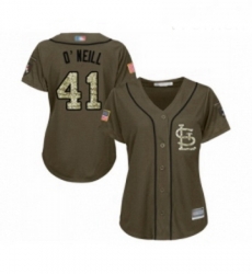 Womens St Louis Cardinals 41 Tyler O Neill Authentic Green Salute to Service Baseball Jersey 