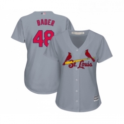 Womens St Louis Cardinals 48 Harrison Bader Replica Grey Road Cool Base Baseball Jersey 