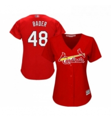 Womens St Louis Cardinals 48 Harrison Bader Replica Red Alternate Cool Base Baseball Jersey 