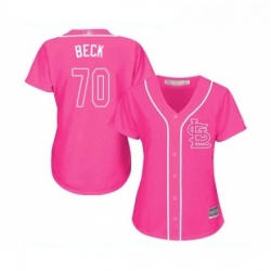 Womens St Louis Cardinals 70 Chris Beck Replica Pink Fashion Cool Base Baseball Jersey 