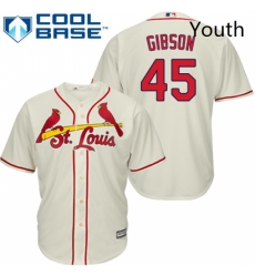 Youth Majestic St Louis Cardinals 45 Bob Gibson Authentic Cream Alternate Cool Base MLB Jersey