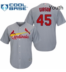 Youth Majestic St Louis Cardinals 45 Bob Gibson Authentic Grey Road Cool Base MLB Jersey