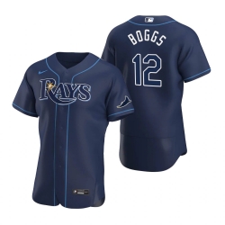 Men Tampa Bay Rays 12 Wade Boggs Men Nike Navy Alternate 2020 Flex Base Team MLB Jersey