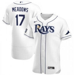 Men Tampa Bay Rays 17 Austin Meadows White Flex Base Stitched Jersey