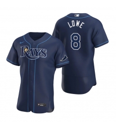 Men Tampa Bay Rays 8 Brandon Lowe Men Nike Navy Alternate 2020 Flex Base Team MLB Jersey