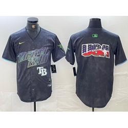 Men Tampa Bay Rays Team Big Logo Charcoal 2024 City Connect Limited Stitched Baseball Jersey 3