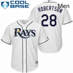 Mens Majestic Tampa Bay Rays 28 Daniel Robertson Replica White Home Cool Base MLB Jersey 