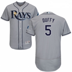 Mens Majestic Tampa Bay Rays 5 Matt Duffy Grey Flexbase Authentic Collection MLB Jersey