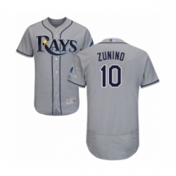 Men's Tampa Bay Rays #10 Mike Zunino Grey Road Flex Base Authentic Collection Baseball Player Jersey