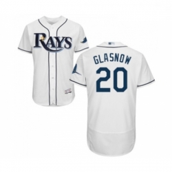 Mens Tampa Bay Rays 20 Tyler Glasnow Home White Home Flex Base Authentic Collection Baseball Jersey