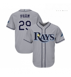 Mens Tampa Bay Rays 29 Tommy Pham Replica Grey Road Cool Base Baseball Jersey 