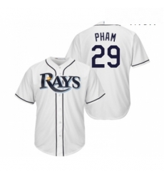 Mens Tampa Bay Rays 29 Tommy Pham Replica White Home Cool Base Baseball Jersey 