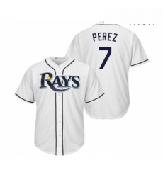 Mens Tampa Bay Rays 7 Michael Perez Replica White Home Cool Base Baseball Jersey 