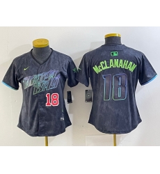 Women Tampa Bay Rays 18 Shane McClanahan Charcoal 2024 City Connect Limited Stitched Baseball Jersey 1