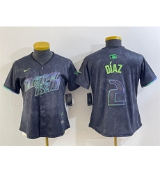 Women Tampa Bay Rays 2 Yandy Diaz Charcoal 2024 City Connect Limited Stitched