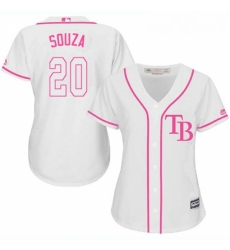 Womens Majestic Tampa Bay Rays 20 Steven Souza Authentic White Fashion Cool Base MLB Jersey