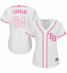 Womens Majestic Tampa Bay Rays 24 Nathan Eovaldi Authentic White Fashion Cool Base MLB Jersey 