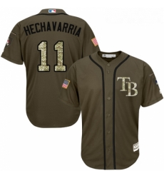 Youth Majestic Tampa Bay Rays 11 Adeiny Hechavarria Authentic Green Salute to Service MLB Jersey 