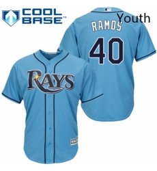 Youth Majestic Tampa Bay Rays 40 Wilson Ramos Replica Light Blue Alternate 2 Cool Base MLB Jersey