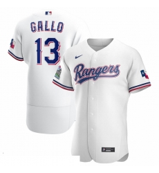 Men Texas Rangers 13 Joey Gallo Men Nike White Home 2020 Flex Base Player MLB Jersey