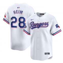 Men Texas Rangers 28 Jonah Heim White 2023 World Series Champions Stitched Baseball Jersey