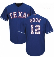 Mens Majestic Texas Rangers 12 Rougned Odor Authentic Royal Blue Team Logo Fashion Cool Base MLB Jersey