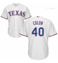 Mens Majestic Texas Rangers 40 Bartolo Colon Replica White Home Cool Base MLB Jersey 