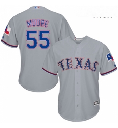 Mens Majestic Texas Rangers 55 Matt Moore Replica Grey Road Cool Base MLB Jersey 