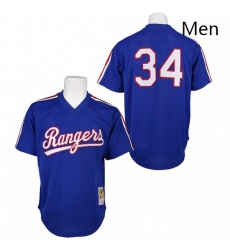 Mens Mitchell and Ness 1989 Texas Rangers 34 Nolan Ryan Replica Royal Blue Throwback MLB Jersey