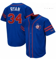 Mens Mitchell and Ness Texas Rangers 34 Nolan Ryan Replica Blue Throwback MLB Jersey