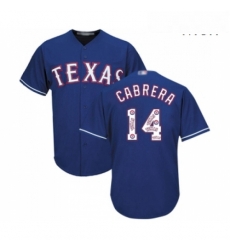 Mens Texas Rangers 14 Asdrubal Cabrera Authentic Royal Blue Team Logo Fashion Cool Base Baseball Jersey 