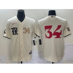 Men's Texas Rangers #34 Nolan Ryan Number Cream 2023 City Connect Stitched Baseball Jersey